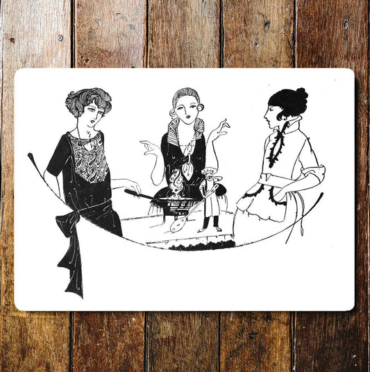 Ladies Talk Lunch Vintage Black & White | Metal Sign Plaque
