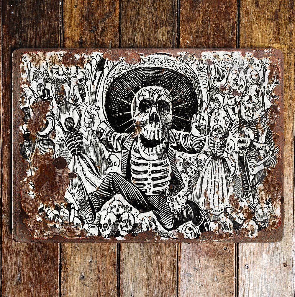 Halloween Calaveras Oaxaquena | Metal Wall Sign Plaque