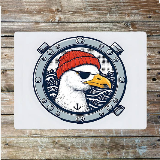 Sailor Seagulls Porthole Seas Nautical Metal Sign Plaque