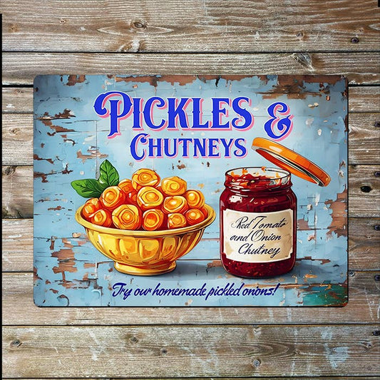 Pickles & Chutneys | Vintage Retro | Metal Sign Plaque