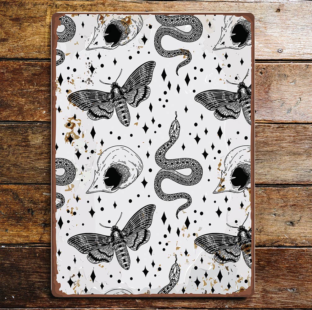 Moths Snakes Pattern | Metal Wall Sign