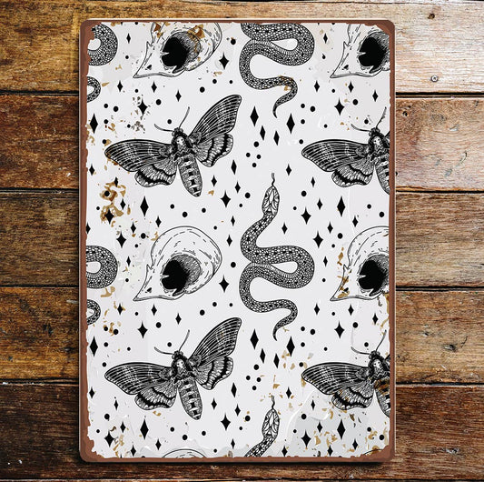 Moths Snakes Pattern | Metal Wall Sign