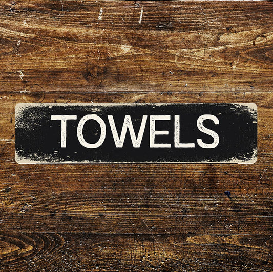 Towels Patch Metal Long Sign Plaque