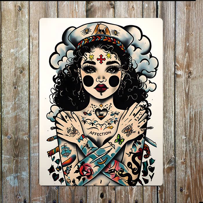 Traditional Tattoo Illustration Nautical Metal Sign Plaque