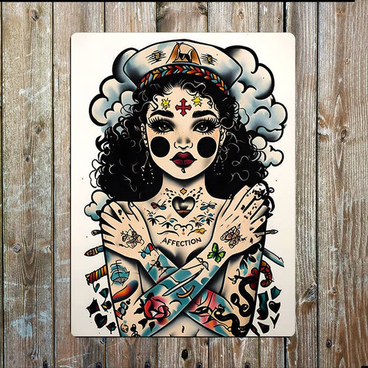 Traditional Tattoo Illustration Nautical Metal Sign Plaque
