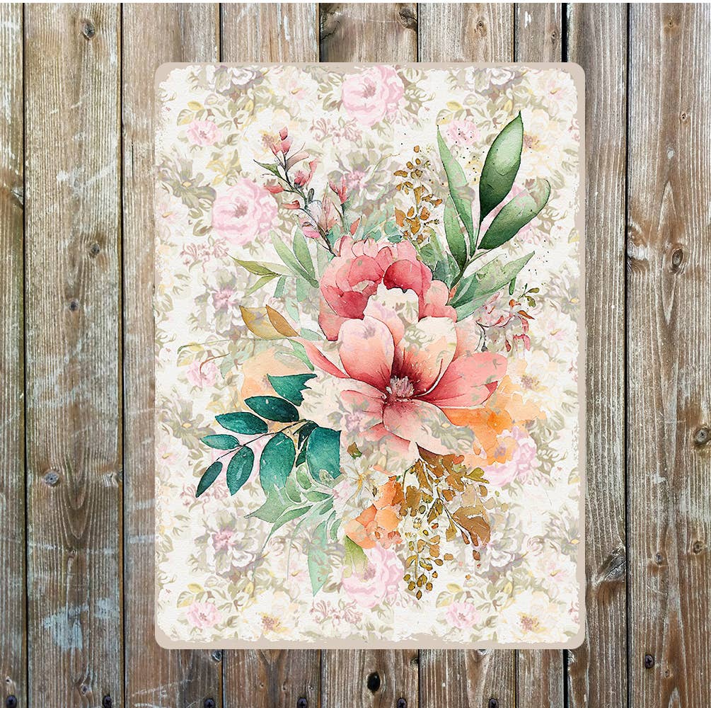 Pretty Pastel Colours Flower Collection Metal Sign Plaque