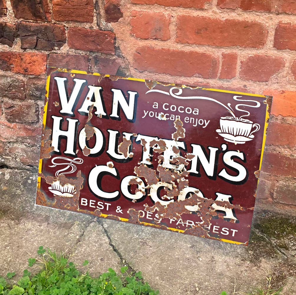 Van Houten's Cocoa One You Can Enjoy Cups | Metal Sign Plaque