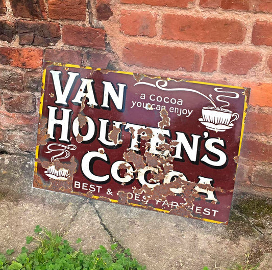 Van Houten's Cocoa One You Can Enjoy Cups | Metal Sign Plaque