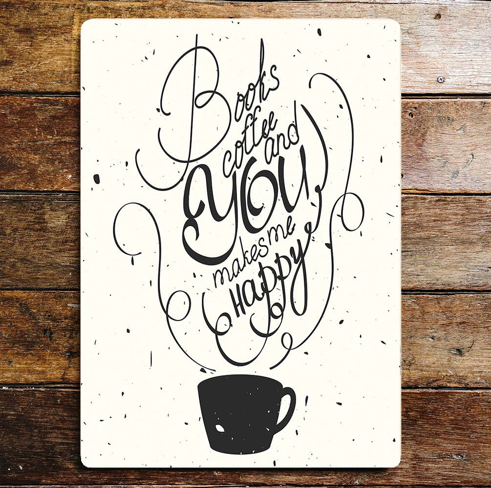 Motivational lifestyle books coffee | Metal Sign Plaque