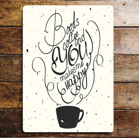 Motivational lifestyle books coffee | Metal Sign Plaque