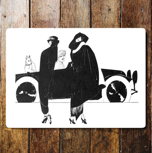 Gatsby Ladies Car Dog Black & White | Metal Sign Plaque