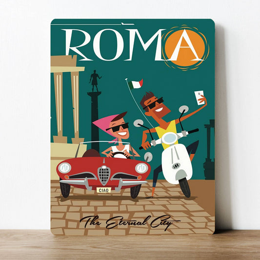 Roma Travel Itinerary Italy Travelling Metal Sign Plaque