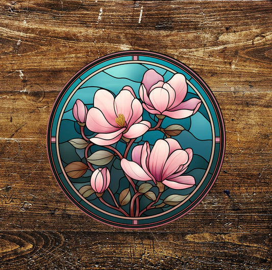 Stained Glass Style Wall Art Blue Circle Metal Sign