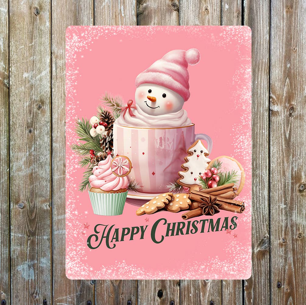 Happy Christmas Pink Merry Christmas | Metal Sign Plaque