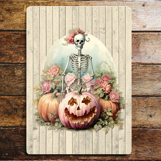 Halloween Skeleton Roses | Metal Sign Plaque