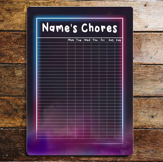 Names And Chores Chart | Metal Wall Sign