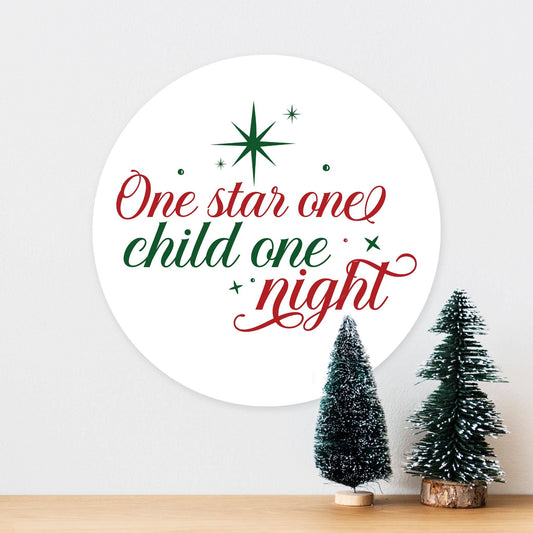 One Star One Child Christmas Door Wreath Metal Sign