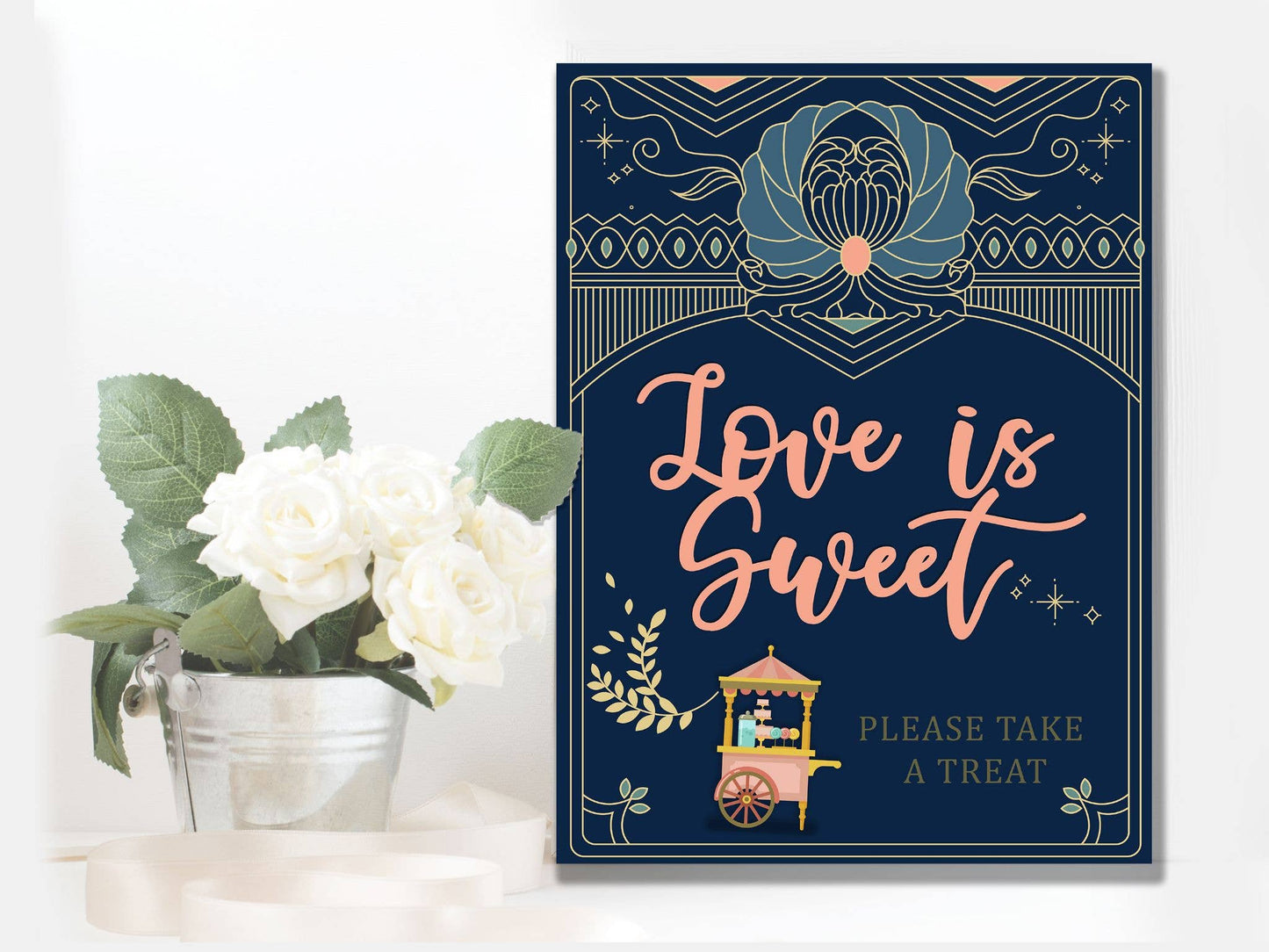 Wedding Love Is Sweet, Sweetie Cart | Metal Sign