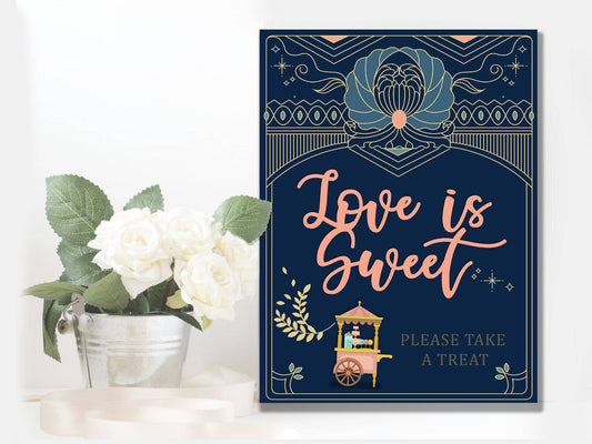 Wedding Love Is Sweet, Sweetie Cart | Metal Sign