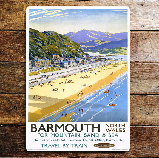 Barmouth North Wales Sea Sand GW Trains | Metal Sign Plaque