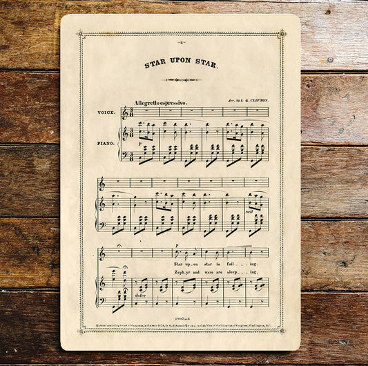 Star Upon Star Music Sheet Metal Sign Plaque