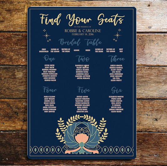 Wedding Seating Plan Personalized Custom | Metal Wall Sign