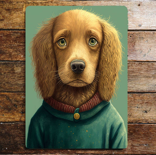 Cute Dog Head Portrait Jumper Green Eyes | Metal Sign Plaque