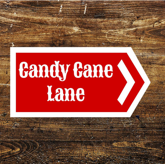 Candy Cane Lane Christmas Home Decor Fun Art | Metal Sign