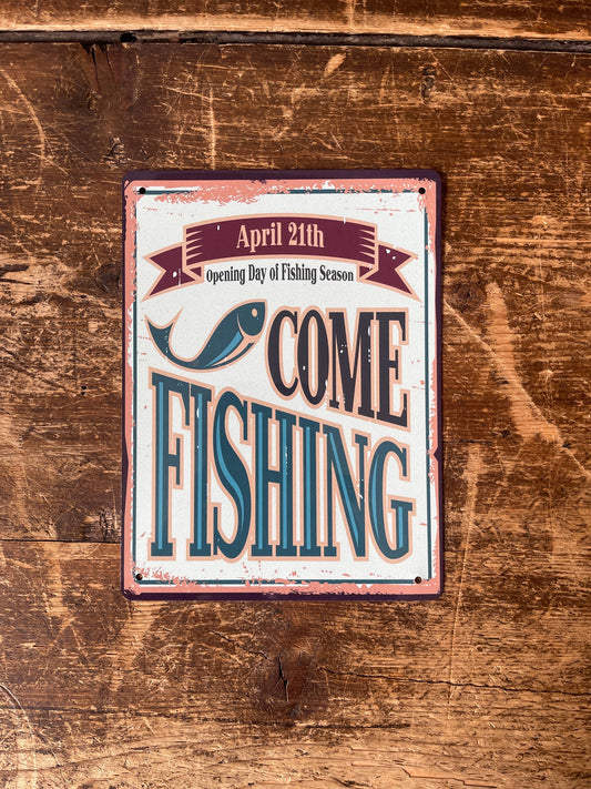 Gone Fishing Fish Retro | Metal Man Cave Wall Sign
