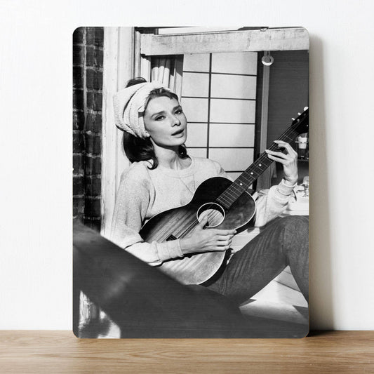 Audrey Hepbrun Singing | Metal Sign Plaque