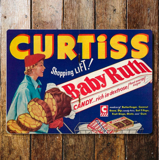 Baby Ruth Curtiss Shopping Lift | Metal Sign