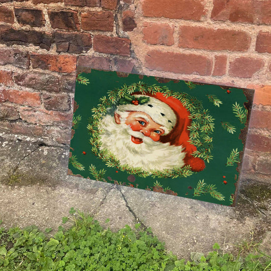 Vintage Green Father Christmas | Metal Vintage Wall Sign