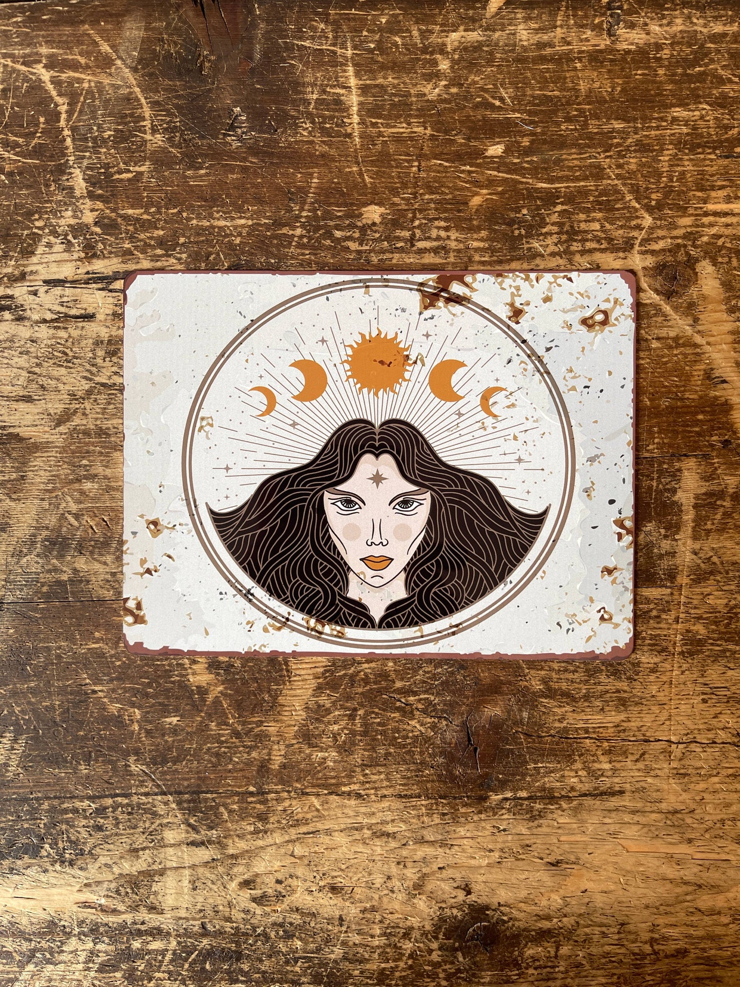 moon sun woman boho spiritual | Metal Wall Sign Plaque