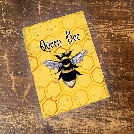 Queen Bee Insect Metal Botanical Wall Sign