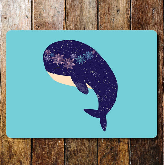blue whale floral headband | Metal Wall Sign