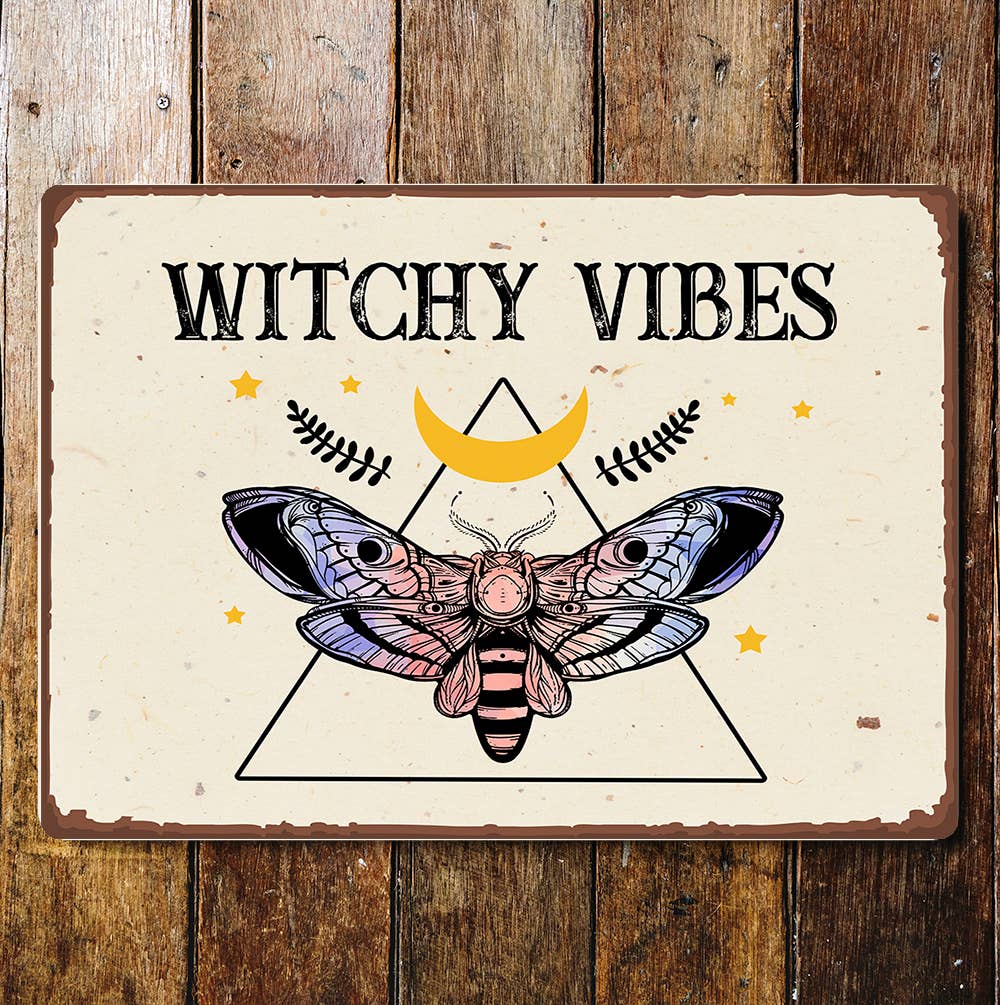 Witch Vibes Moth Moon | Metal Sign Plaque