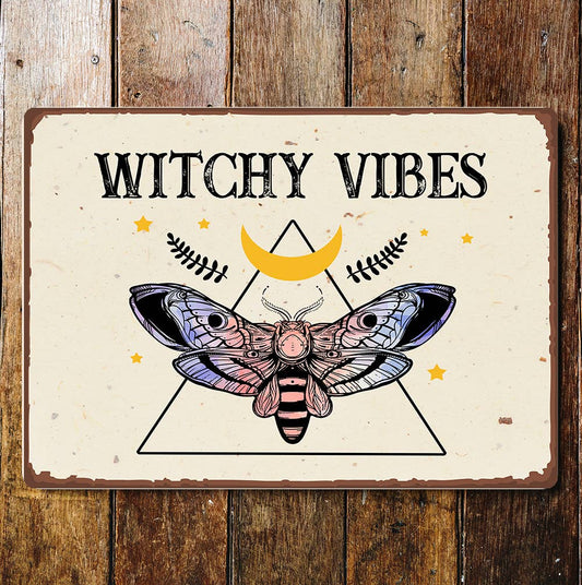 Witch Vibes Moth Moon | Metal Sign Plaque