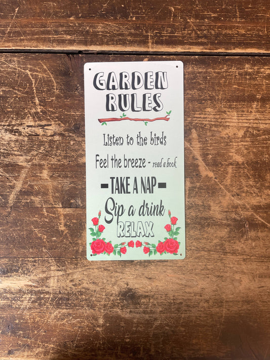Garden Rules - | Metal Sign Plaque