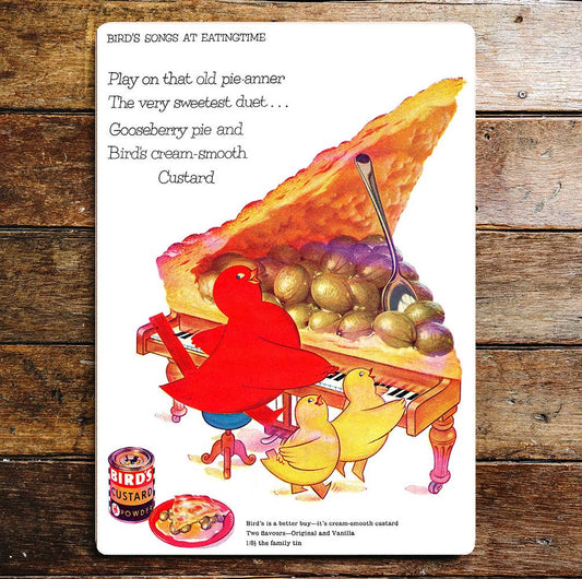 Bird's Custard Gooseberry Pie Piano | Metal Sign plaque