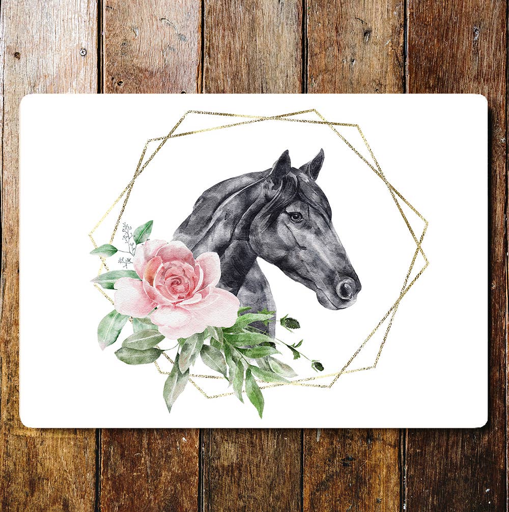 Horse Watercolour Animal Flower | Metal Wall Sign Plaque