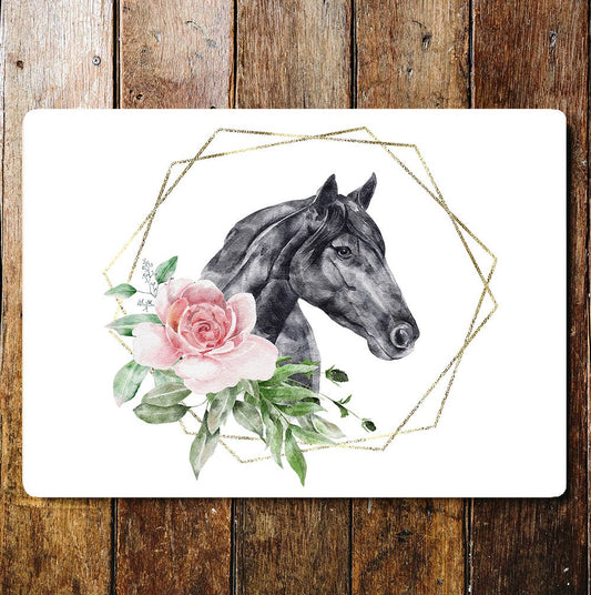 Horse Watercolour Animal Flower | Metal Wall Sign Plaque