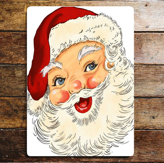 Christmas Fun Jolly Santa Notice Art | Metal Sign Plaque