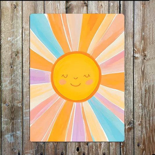 Vibrant Sun Face | Metal Sign Plaque