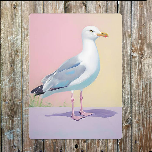 Pastel Seagull Seaside Sea Nautical Metal Sign Plaque