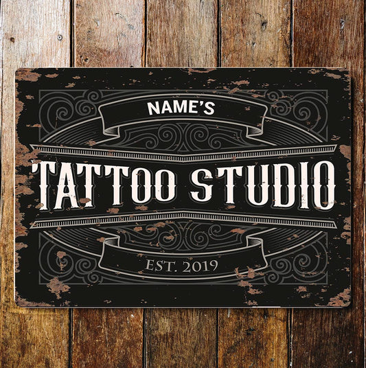 Personalised Tattoo Studio Metal Wall Sign Plaque