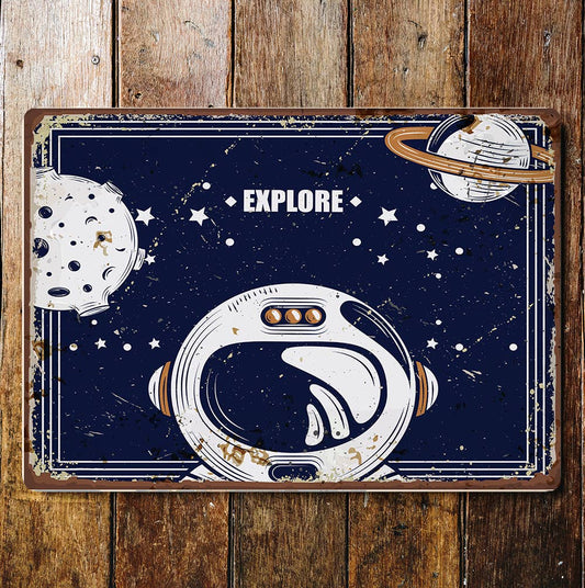 Explore Space Spaceman | Metal Sign Plaque