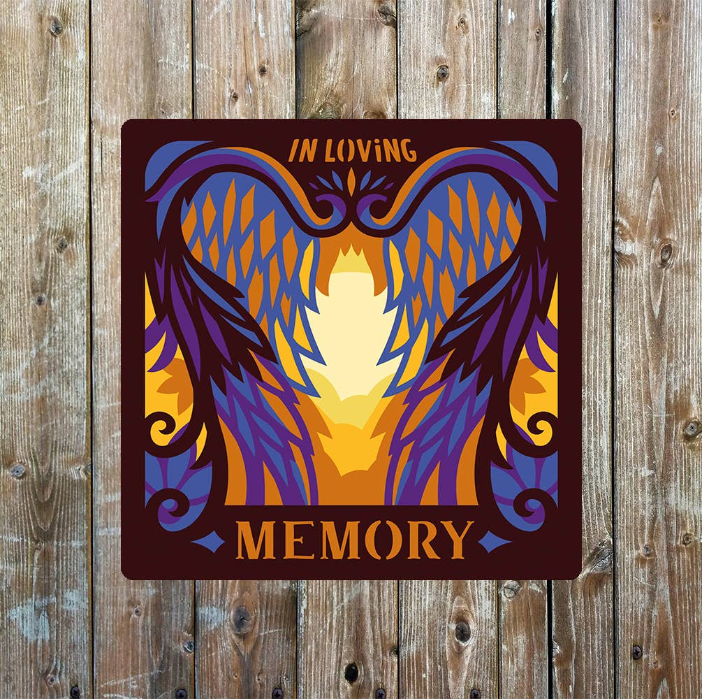 In loving memory Angel's Wings | Metal Sign Plaque Square