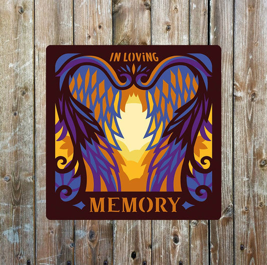In loving memory Angel's Wings | Metal Sign Plaque Square