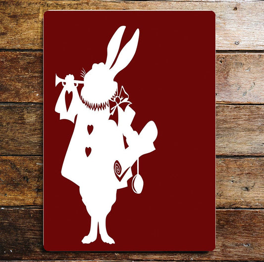 Alice in Wonderland Rabbit Red And White | Metal Sign Plaque
