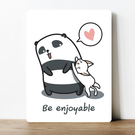 Be enjoyable Panda Cat Love | Metal Sign Plaque